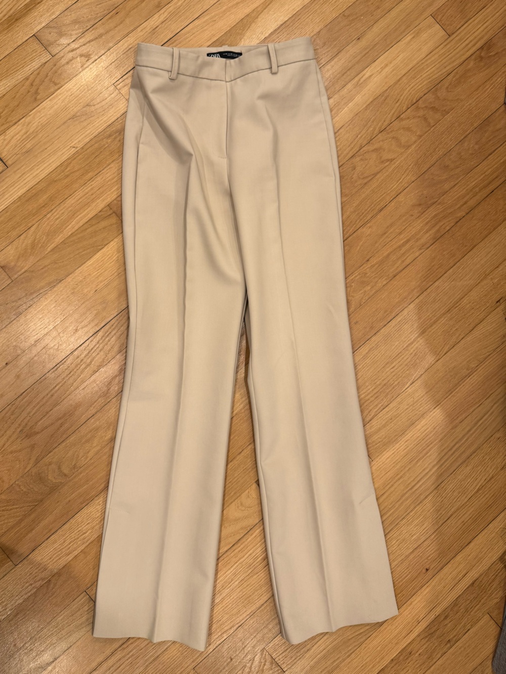 Zara Light Beige High-Rise Trousers